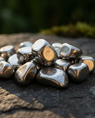 Pedras de cromo metálico sobre uma rocha